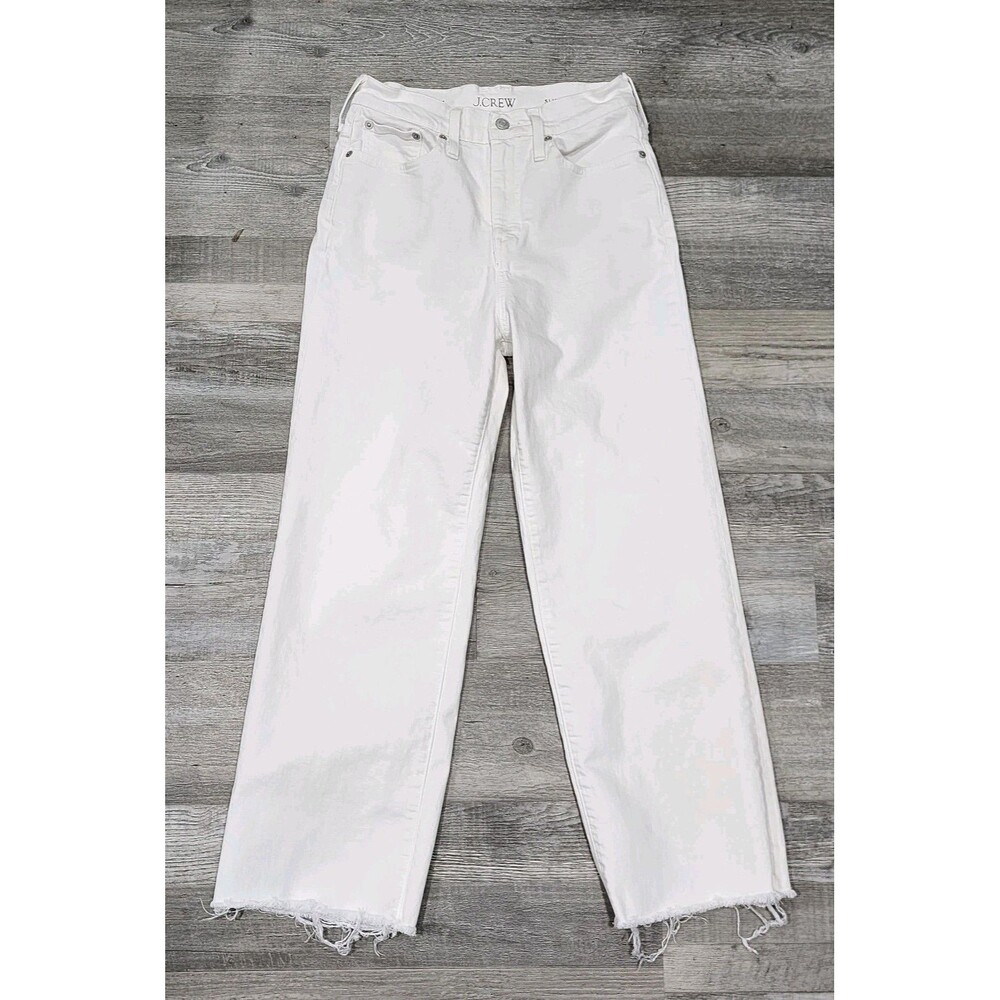 J. Crew Factory White Wide Leg Jeans - Frayed Hem